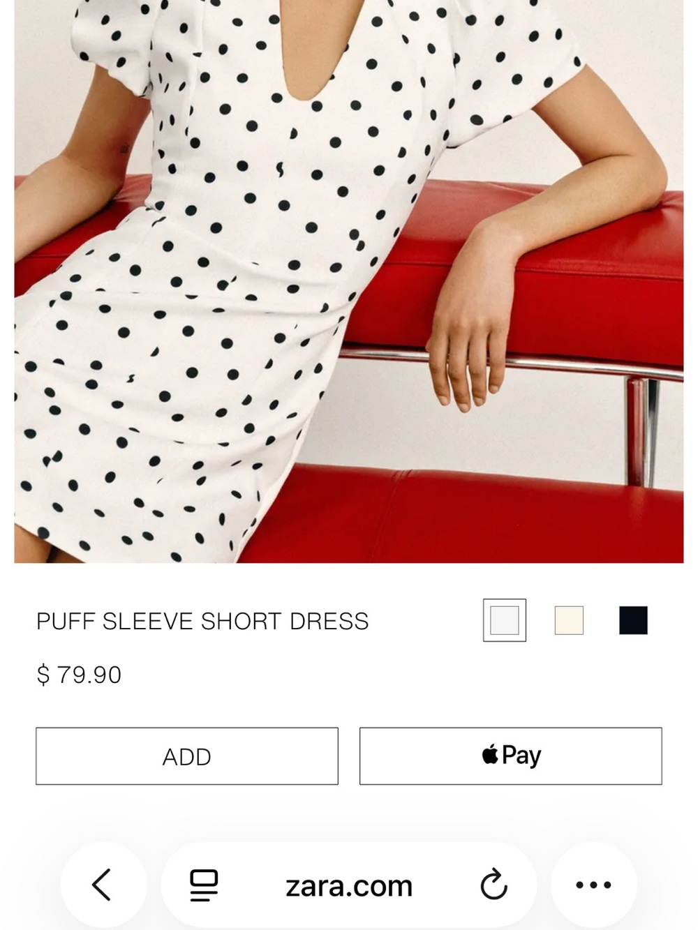 Zara White Polka Dot Puff Sleeve Dress *NWOT* - Picture 9 of 13
